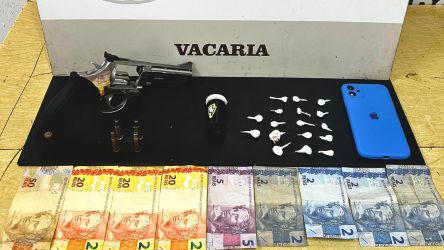 BM prende homem por tráfico e porte ilegal de arma em Vacaria