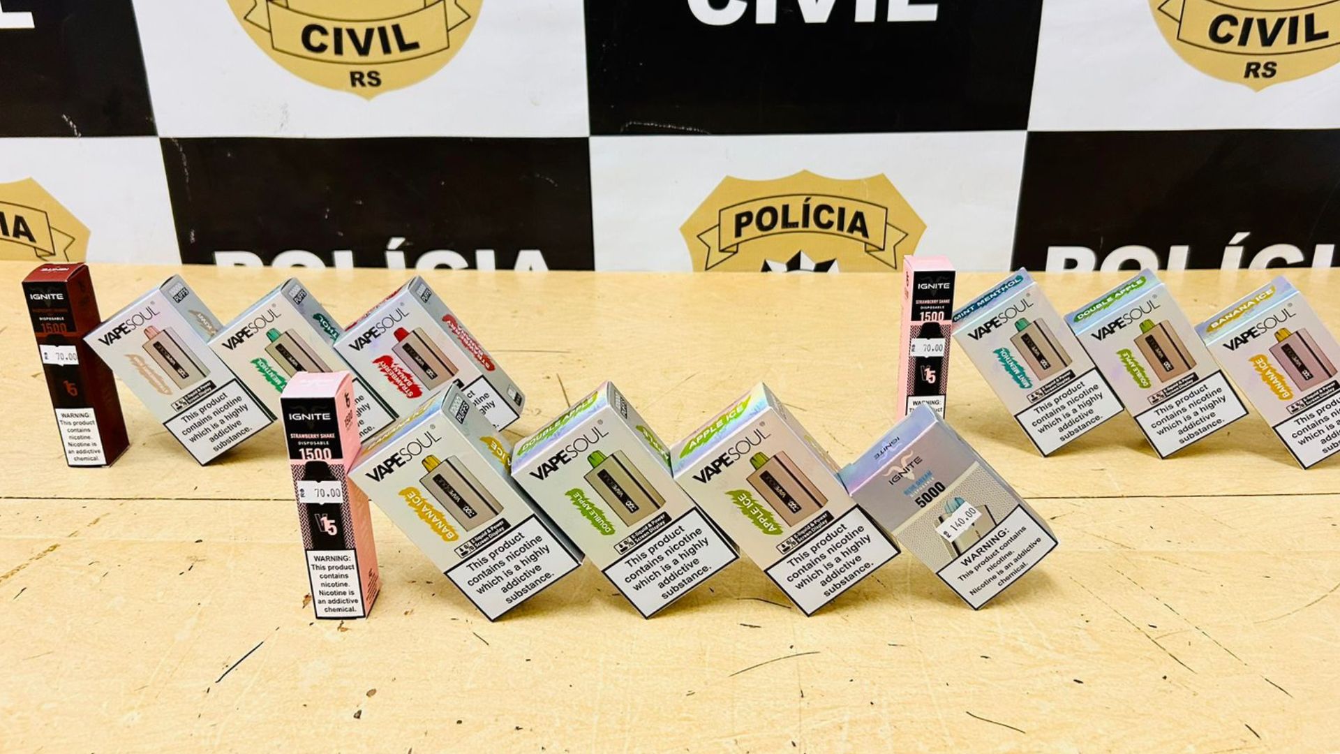 Pol&iacute;cia Civil de Vacaria apreende cigarros eletr&ocirc;nicos; Anvisa refor&ccedil;a proibi&ccedil;&atilde;o